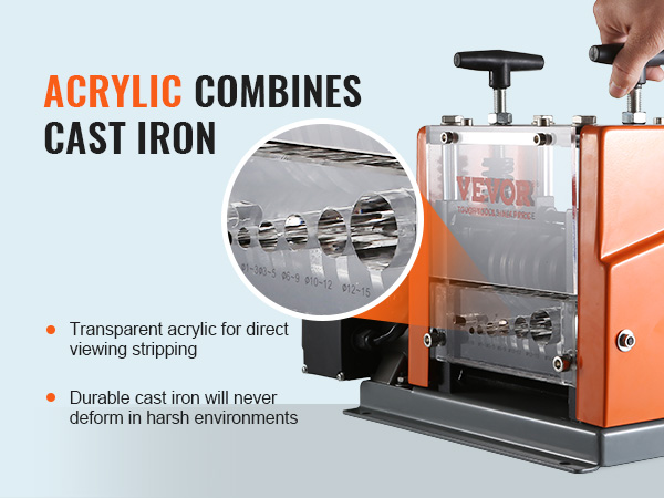 Машина для зачистки проволоки VEVOR с прозрачным акриловым окошком и прочным чугуном для максимальной долговечности.