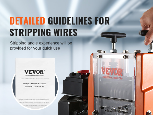 Машина для зачистки проводов VEVOR с инструкцией по эксплуатации и рекомендациями по зачистке проводов.