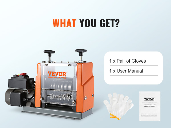 Машина для зачистки проволоки VEVOR с перчатками и руководством пользователя прилагается.