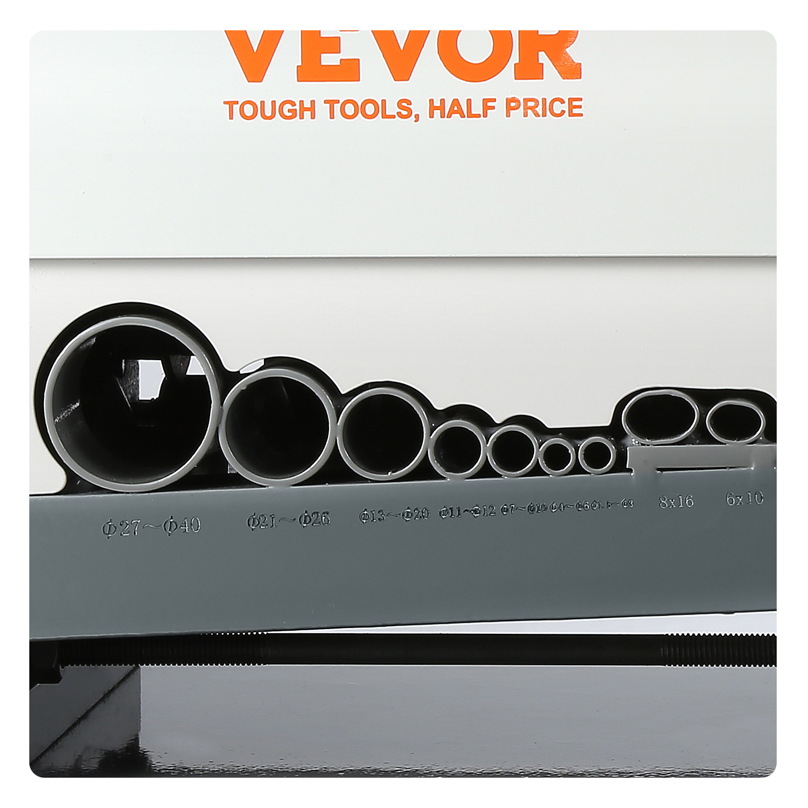 VEVOR wire stripping machine showcasing various wire sizes and cutting slots.