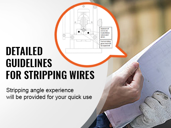 detailed guidelines for using VEVOR wire stripping machine in a manual, with diagrams and instructions.