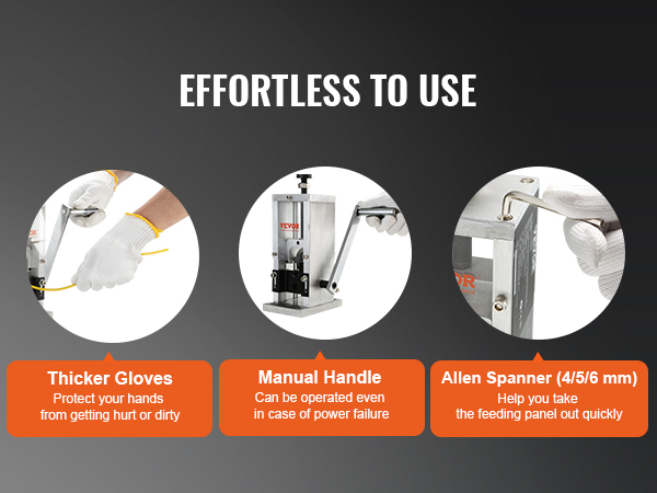 effortless use of VEVOR wire stripping machine with thicker gloves, manual handle, and allen spanner.