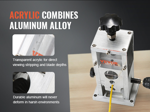 VEVOR wire stripping machine featuring transparent acrylic and durable aluminum alloy construction.