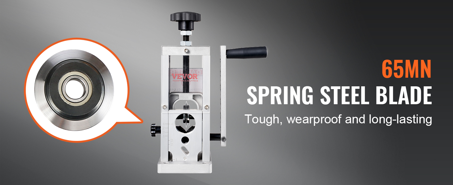 VEVOR wire stripping machine with 65mn spring steel blade, tough, wearproof, and long-lasting.
