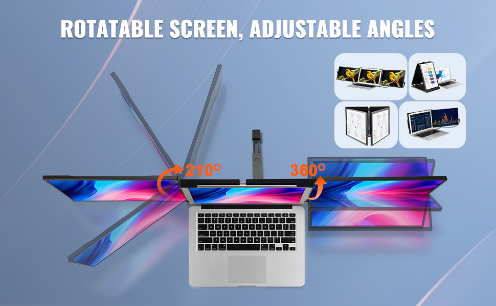 VEVOR laptop screen extender with rotatable screens and adjustable angles for enhanced productivity.