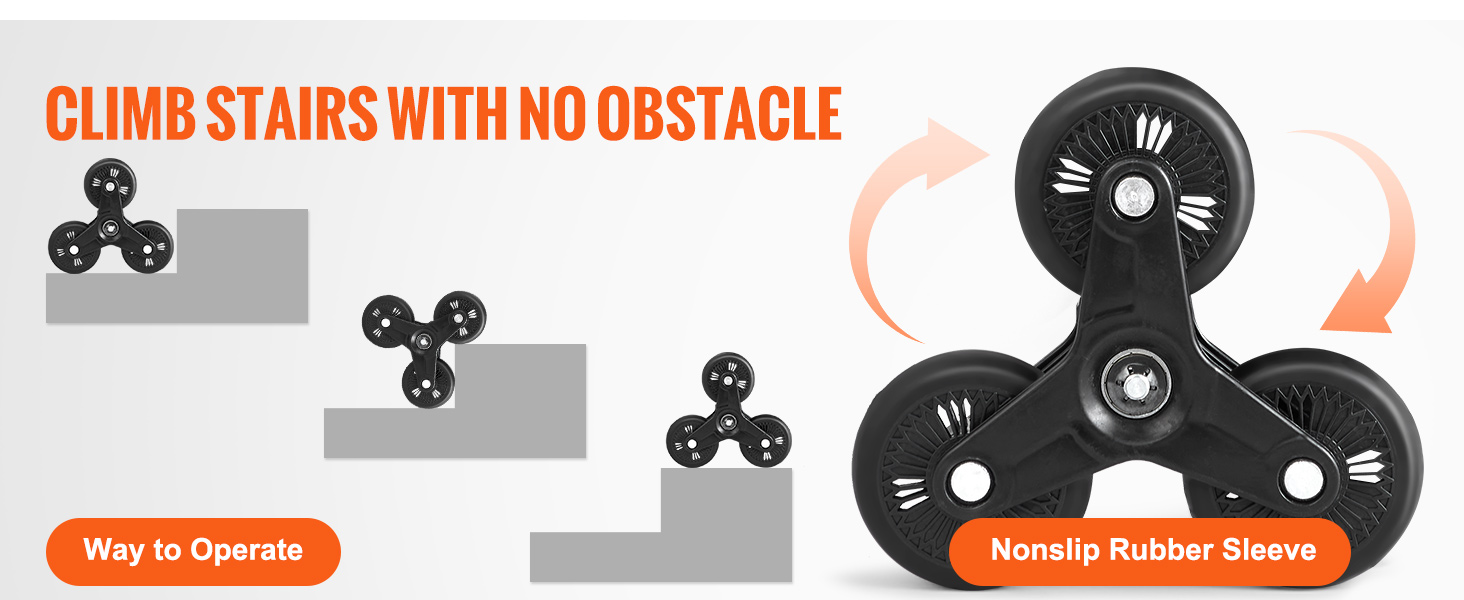 VEVOR stair climbing cart, easy stair navigation with nonslip rubber wheels, no obstacles in carrying.