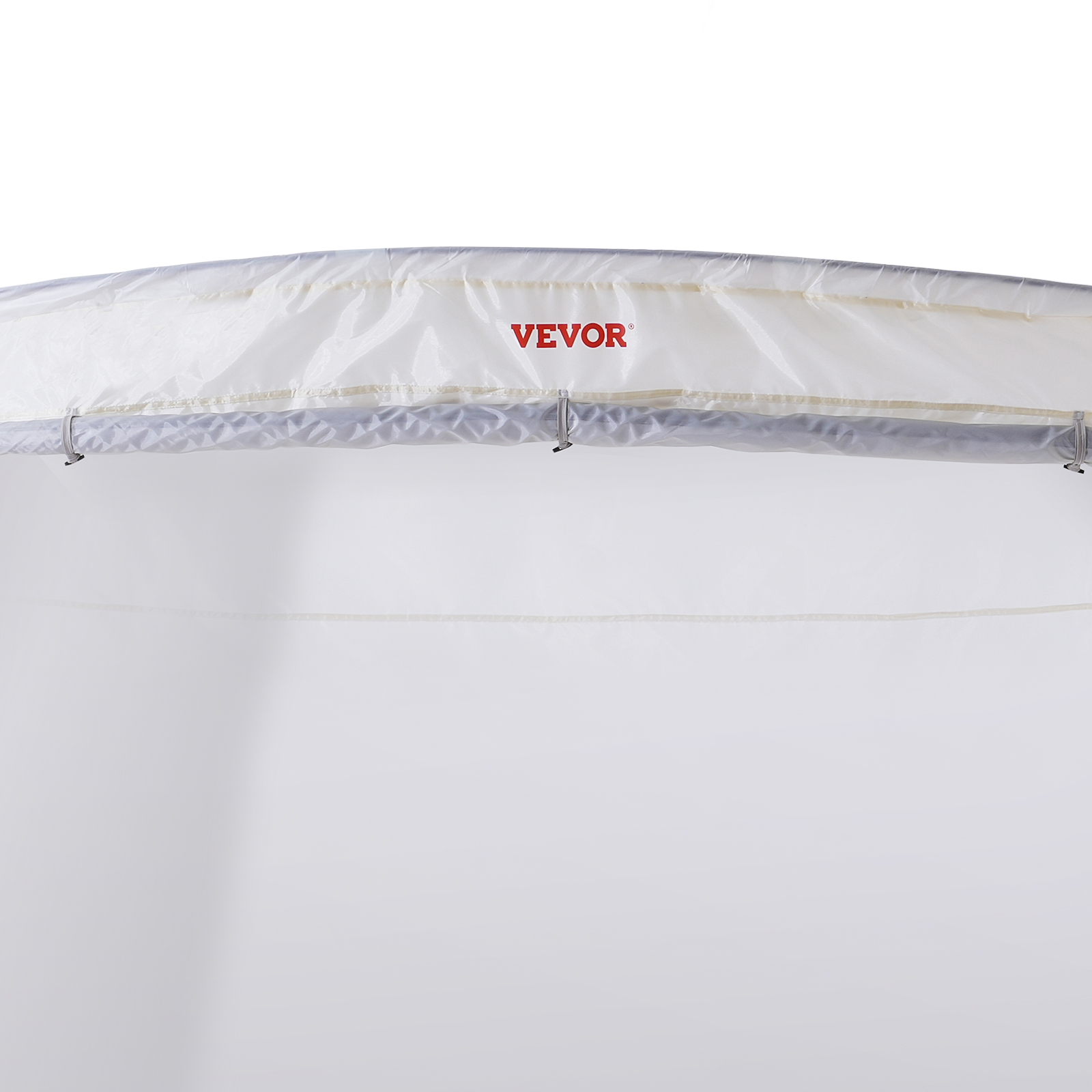 VEVOR portable paint booth with transparent walls and metal hooks for secure setup.