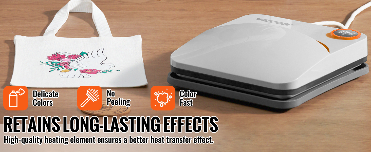 VEVOR šilumos spauda mašina su kaitinimo elementas, spausdinami tote maišą, subtilus spalvų, jokio lupimo, colorfast.