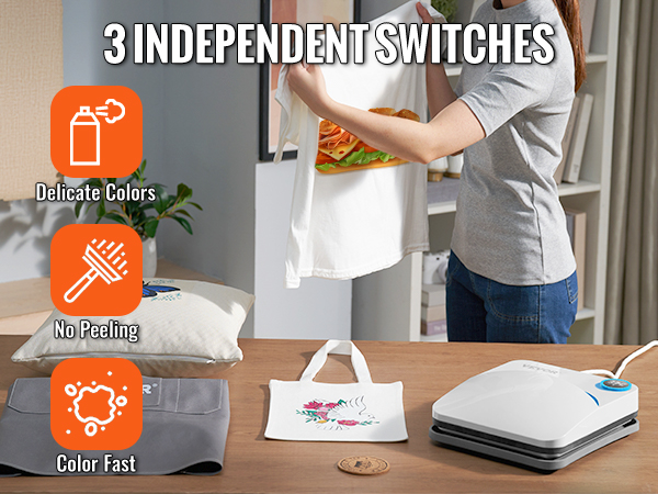 VEVOR soojuse vajutage masina kõrval trükitud kott on asetatud puidust pinnale, tuues esile õrnad värvid ja ei ole koorimine.