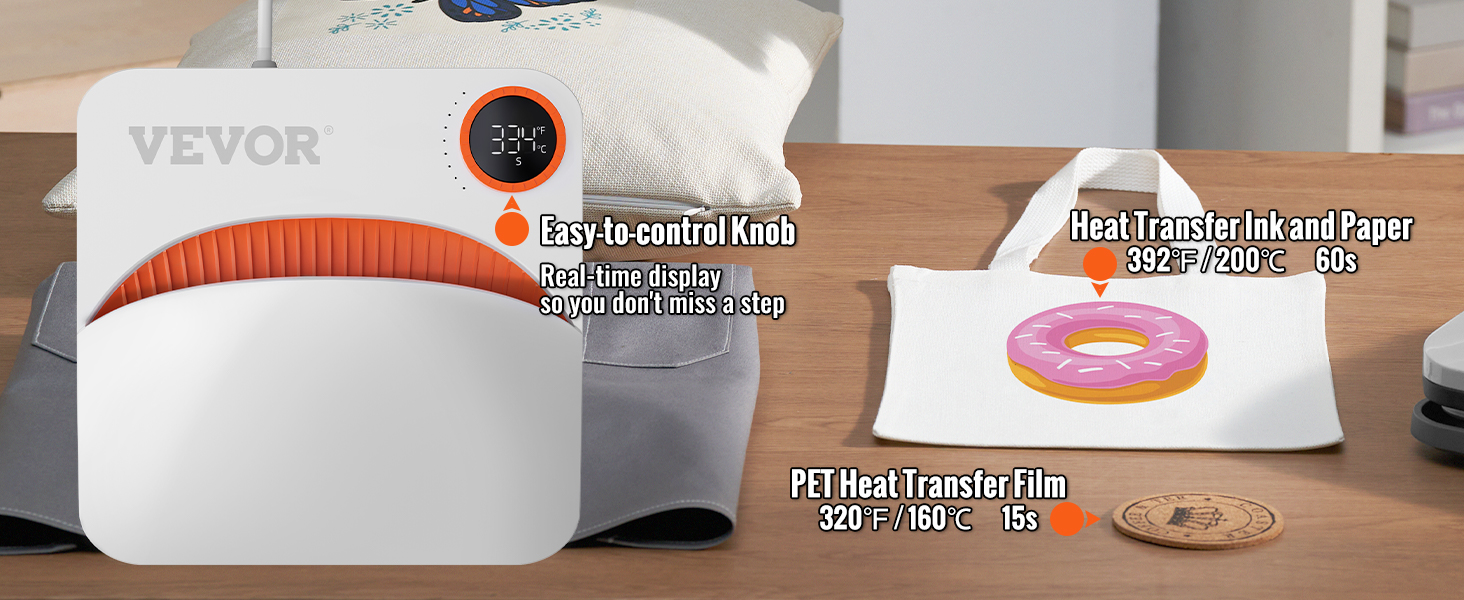 VEVOR šilumos spauda mašina su paprasta valdymo rankenėlę ir realaus laiko atvaizdavimas, atskleis šilumos perdavimo nešti.
