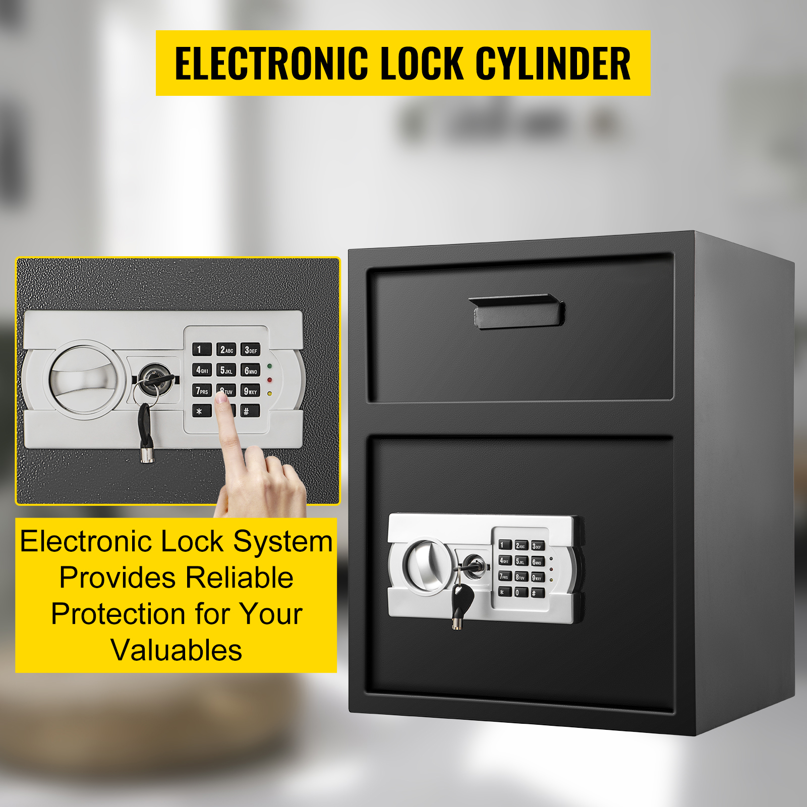 VEVOR depository safe with electronic lock system and keypad for secure valuables.