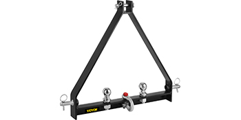 VEVOR trailer hitch with triangular frame and dual hitch balls for towing.