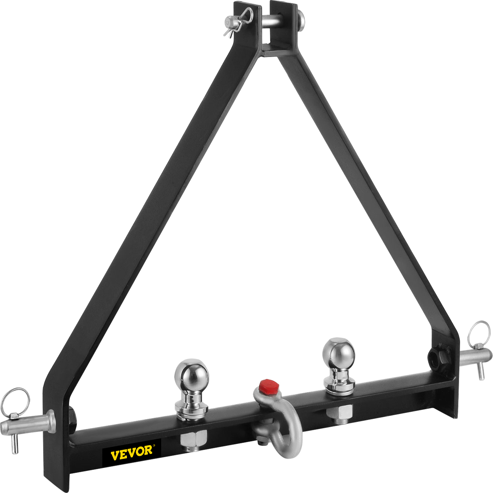 VEVOR trailer hitch with dual ball mounts and a shackle for secure towing.