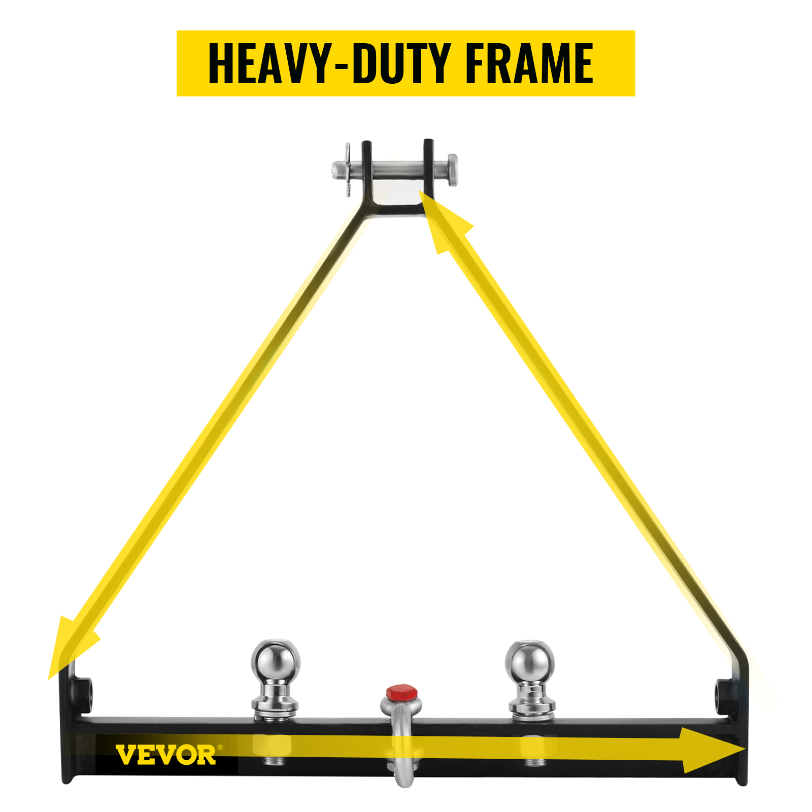 VEVOR trailer hitch with heavy-duty frame and dual hitch balls.
