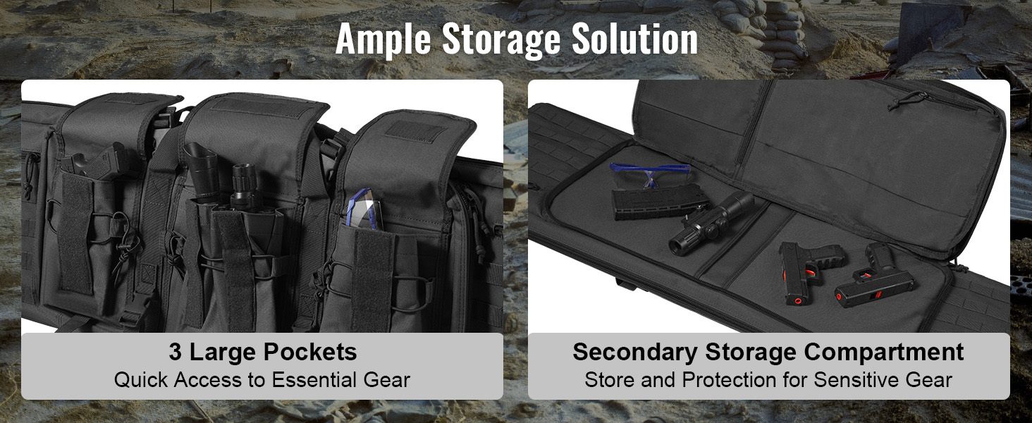 VEVOR tactical range bag with 3 large pockets for gear access and secondary compartment for protection.