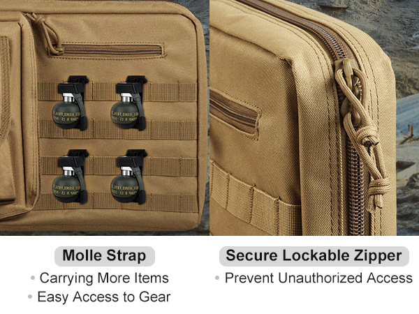 VEVOR tactical range bag with molle strap and secure lockable zippers for easy gear access and security.