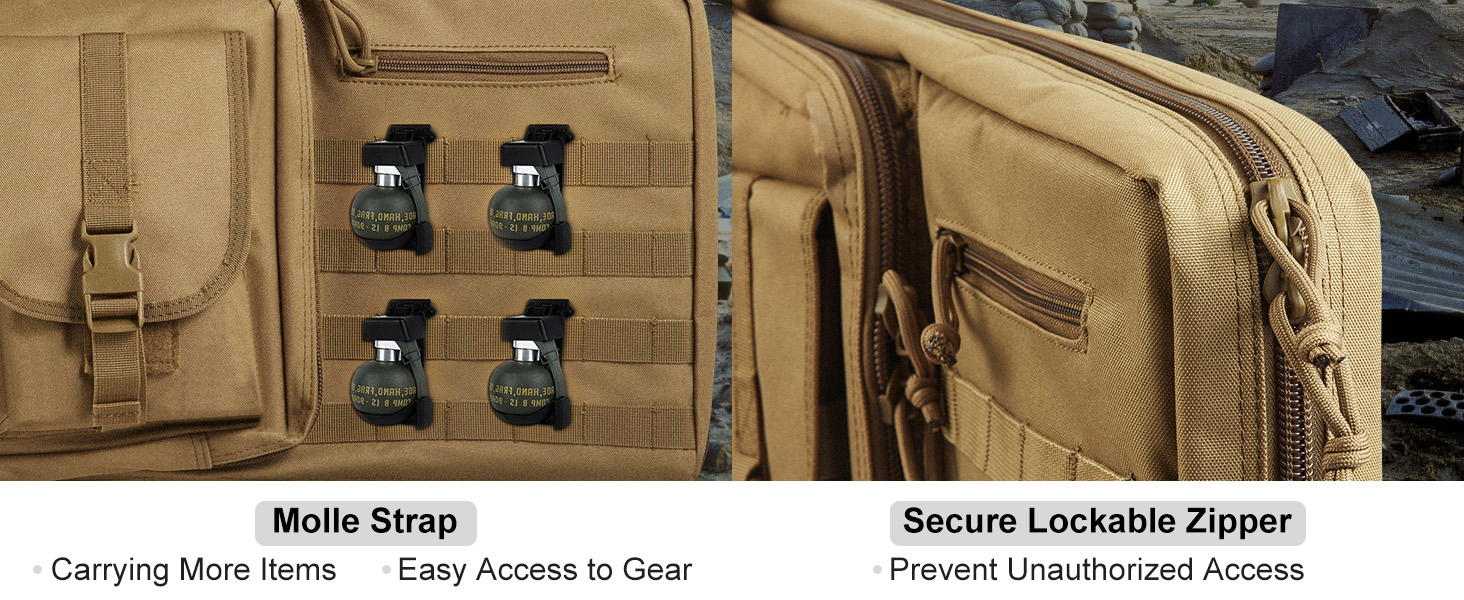 VEVOR tactical range bag with molle strap and secure lockable zippers for easy gear access and security.