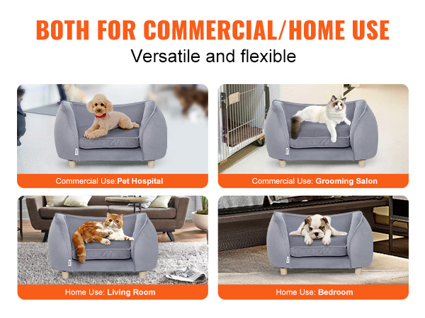 VEVOR pet sofa for commercial use in pet hospital, grooming salon, and home use in living room, bedroom.