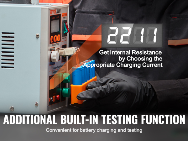 VEVOR battery spot welder with built-in testing function for convenient battery charging and testing.