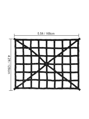 VEVOR cargo net, 5.5ft x 4.2ft with a black grid design and reinforced edges.
