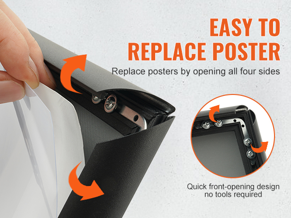 VEVOR pedestal sign holder with easy-to-replace poster feature and quick front-opening design.