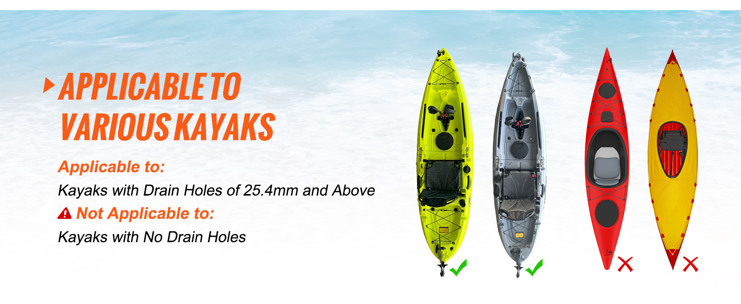 applicable to various kayaks including those with 25.4mm drain holes. VEVOR heavy duty kayak cart.