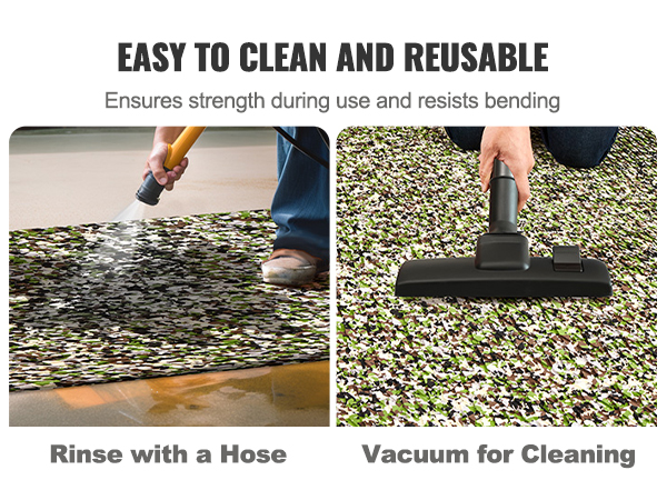 easy to clean VEVOR boat flooring is rinsed with a hose and vacuumed to maintain strength and flexibility.