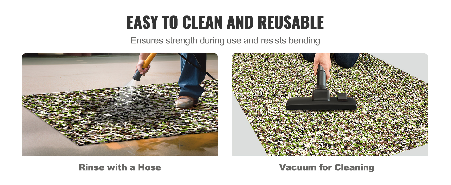 easy to clean VEVOR boat flooring is rinsed with a hose and vacuumed to maintain strength and flexibility.