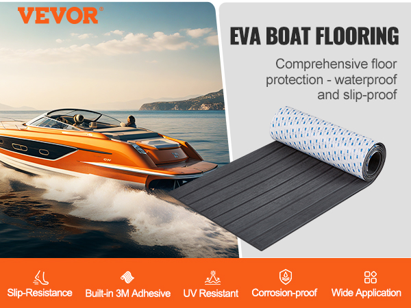 VEVOR boat flooring - slip-resistant, waterproof, uv-resistant, and corrosion-proof eva material.