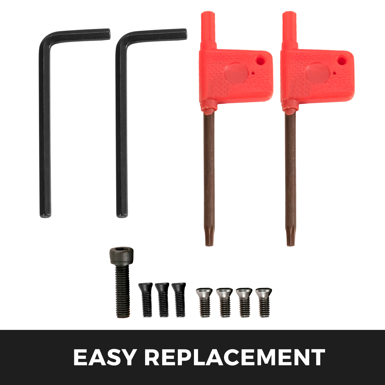 VEVOR indexable carbide lathe tools with wrenches and screws, easy replacement.