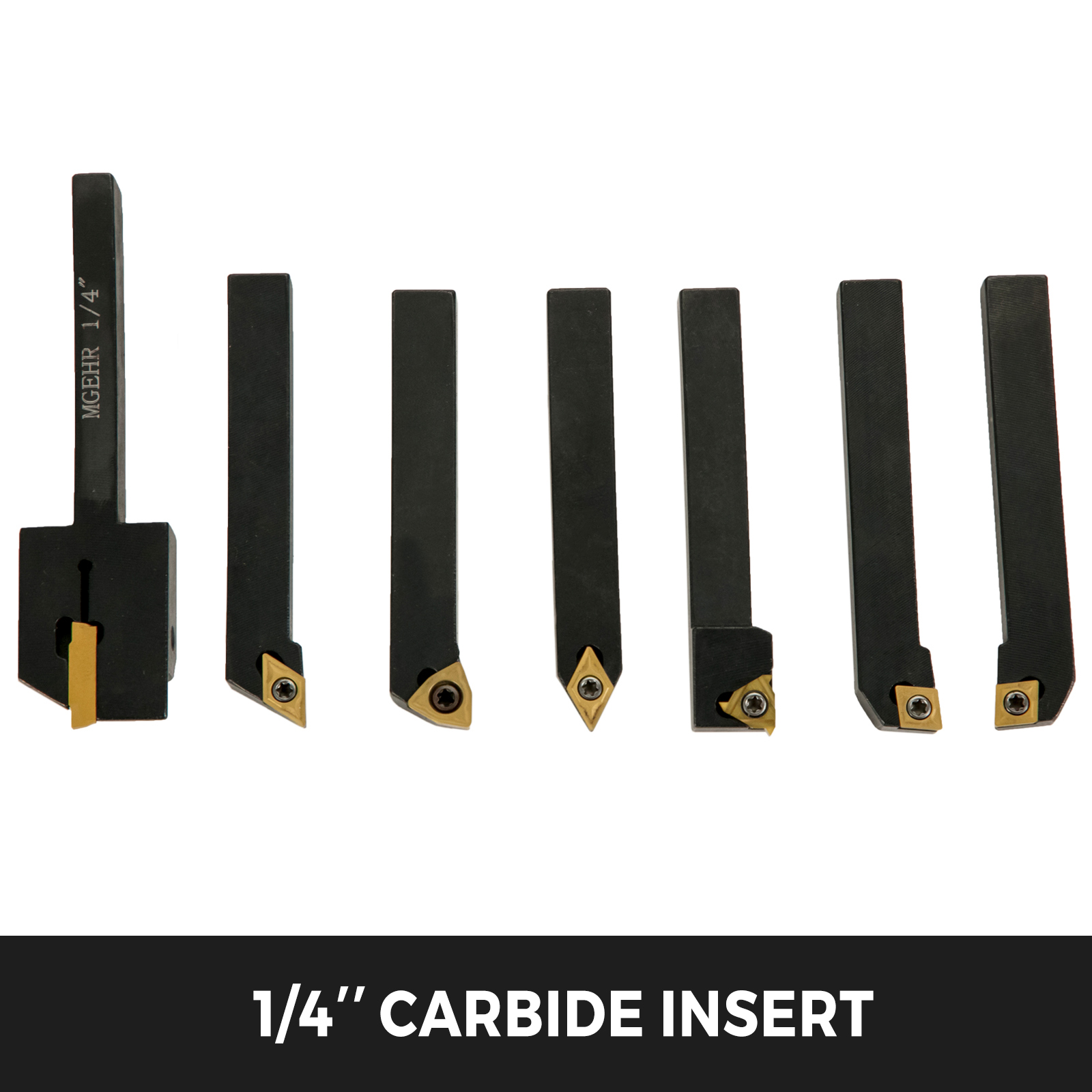 VEVOR indexable carbide tools in various sizes on a white background.