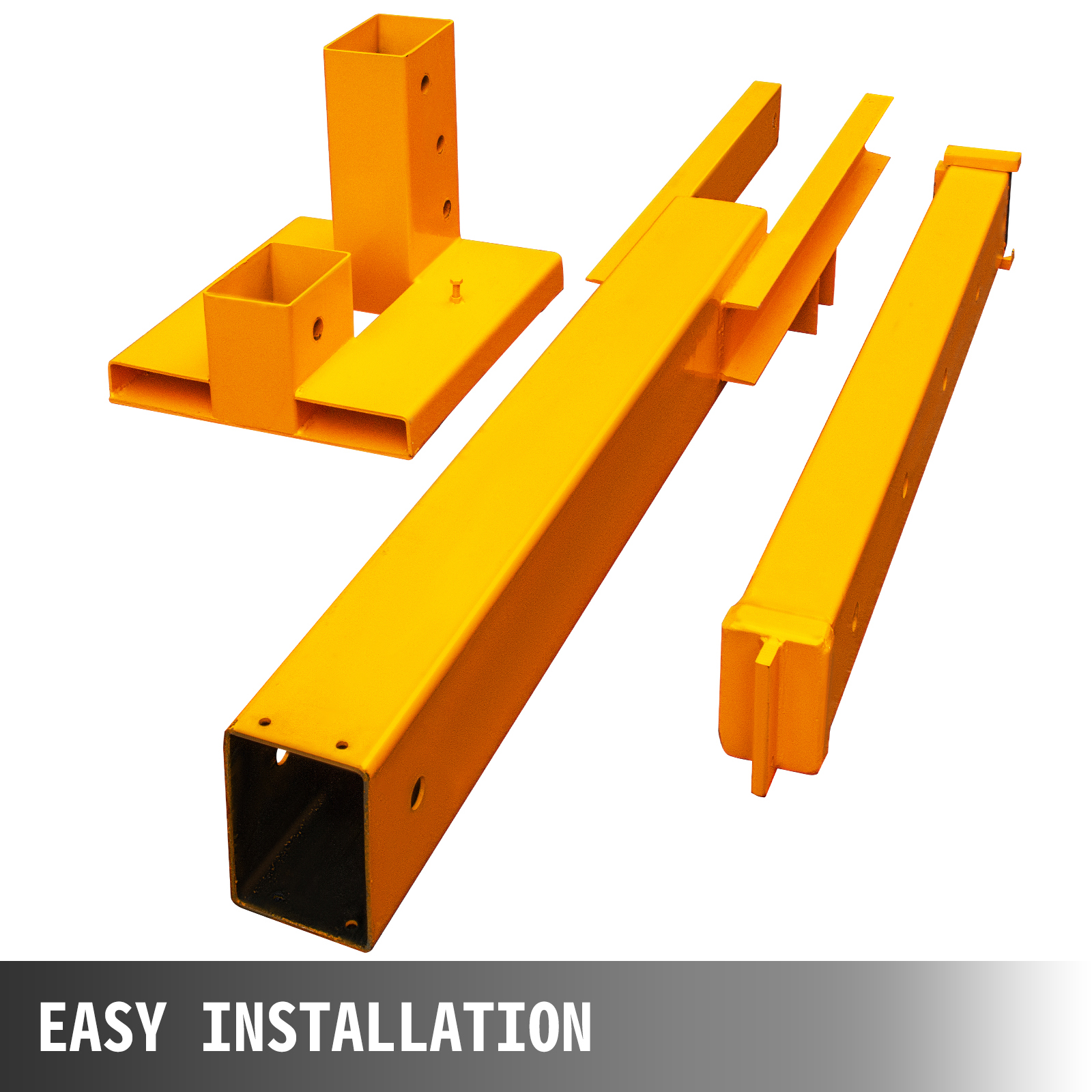 VEVOR forklift crane attachment in yellow, showcasing easy installation components.