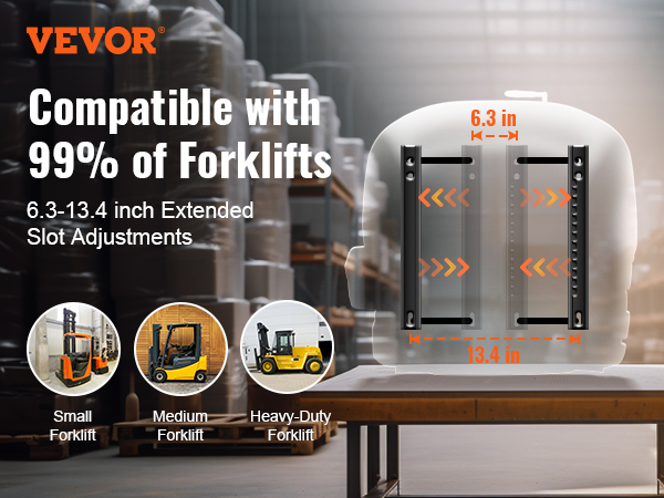 VEVOR forklift seat, adjustable to fit 99% of forklifts, dimensions 6.3-13.4 inches, small, medium, heavy-duty.