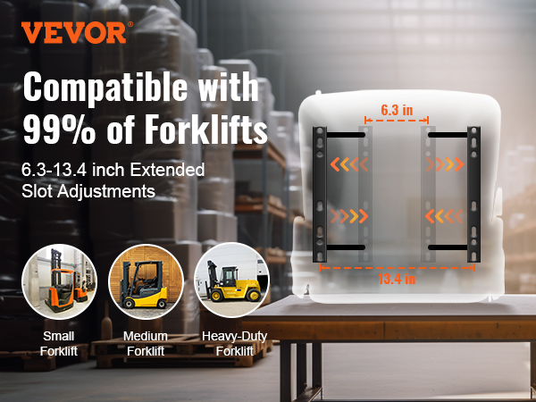 VEVOR forklift seat with adjustable slots, compatible with 99% of forklifts, small to heavy-duty.