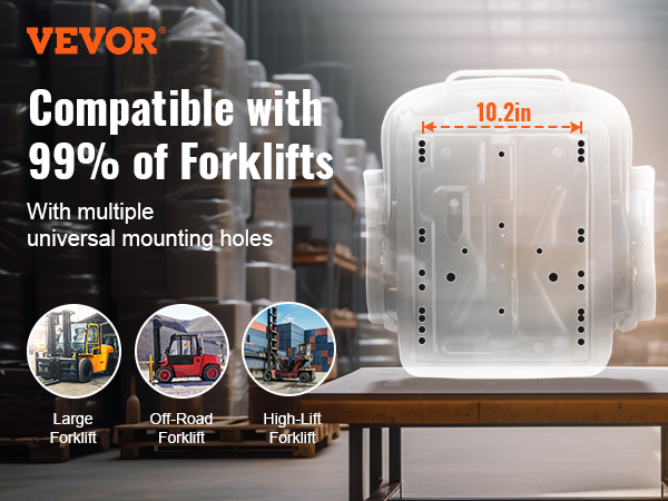 VEVOR universal tractor seat compatible with 99% of forklifts, showcasing multiple universal mounting holes.