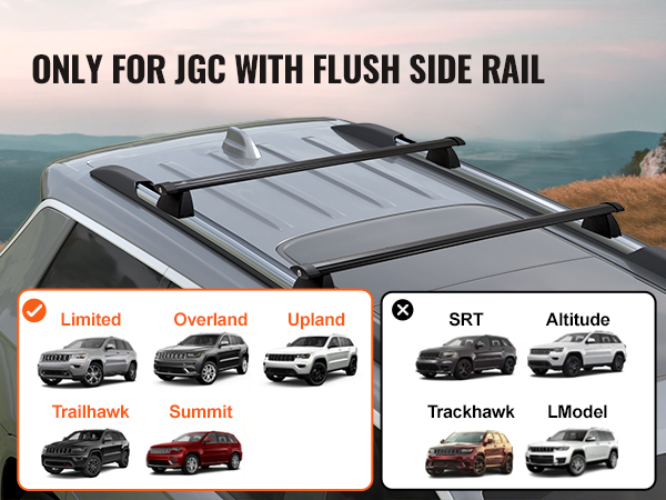 jgc with VEVOR roof rack cross bars, limited to models with flush side rails. suitable models shown.