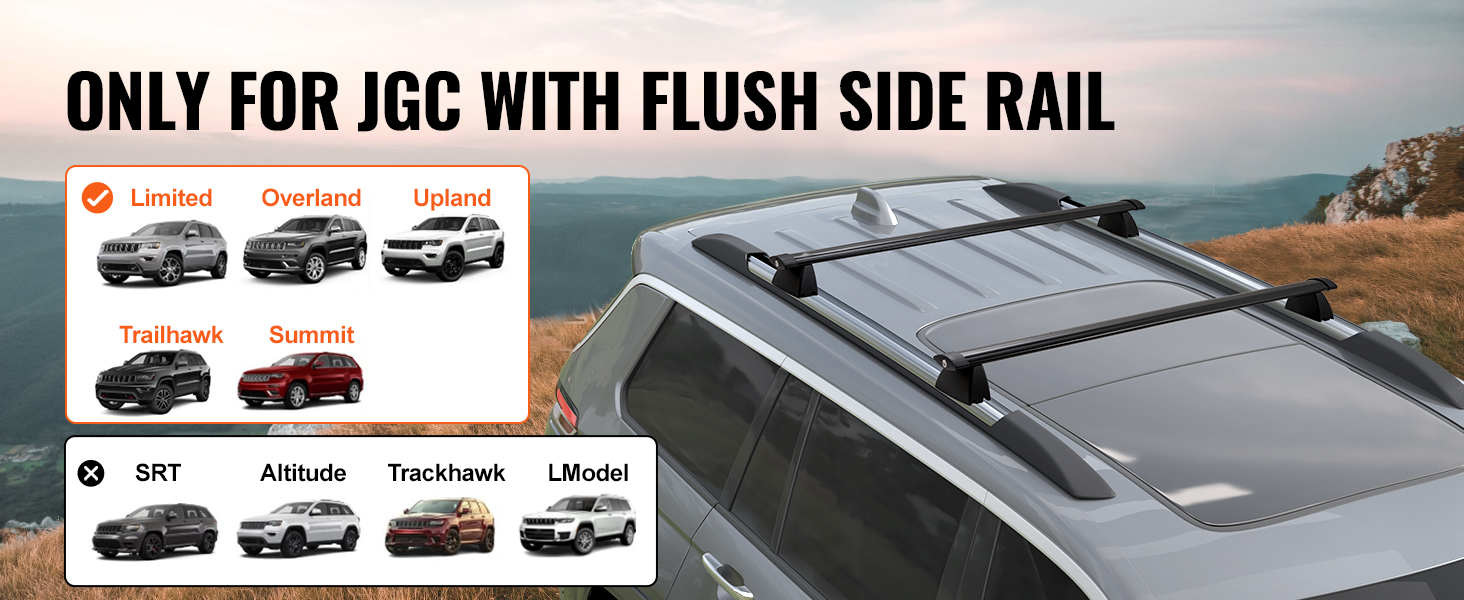 jgc with VEVOR roof rack cross bars, limited to models with flush side rails. suitable models shown.