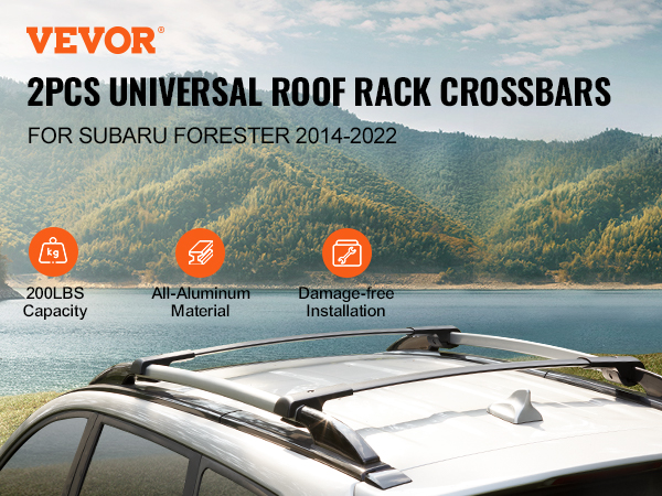 VEVOR 2pcs universal roof rack crossbars for subaru forester 2014-2022, 200lbs capacity.