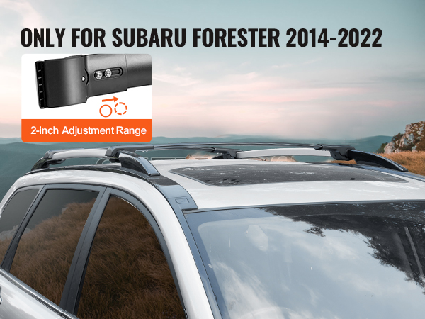 VEVOR roof rack cross bars on subaru forester 2014-2022 with 2-inch adjustment range, mountain view