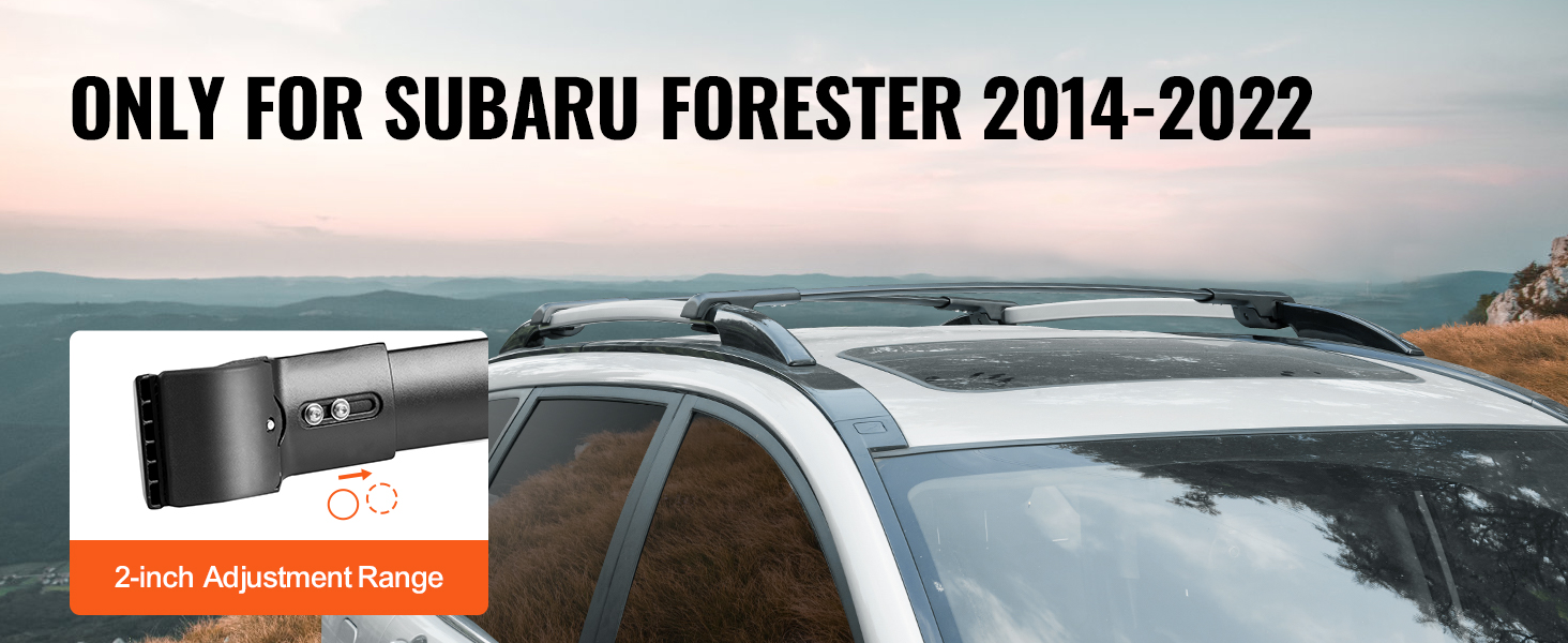VEVOR roof rack cross bars on subaru forester 2014-2022 with 2-inch adjustment range, mountain view