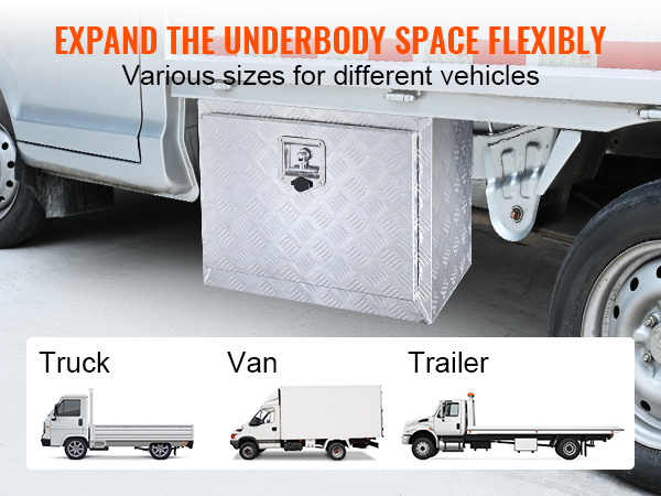 VEVOR underbody truck box for versatile underbody storage on trucks, vans, and trailers. enhance space usability.