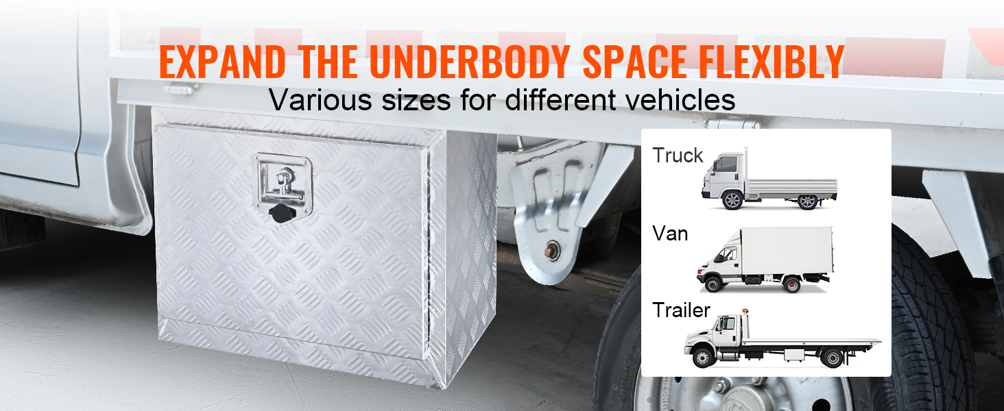 VEVOR underbody truck box for versatile underbody storage on trucks, vans, and trailers. enhance space usability.