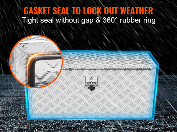 VEVOR kravas automašīnas apakšdaļas kaste ar blīvi, kas pasargā no laikapstākļiem, hermētisku blīvējumu un 360° gumijas gredzenu.