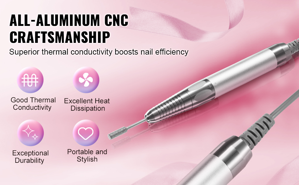 VEVOR cordless nail drill with all-aluminum cnc craftsmanship, highlighting durability, heat dissipation.