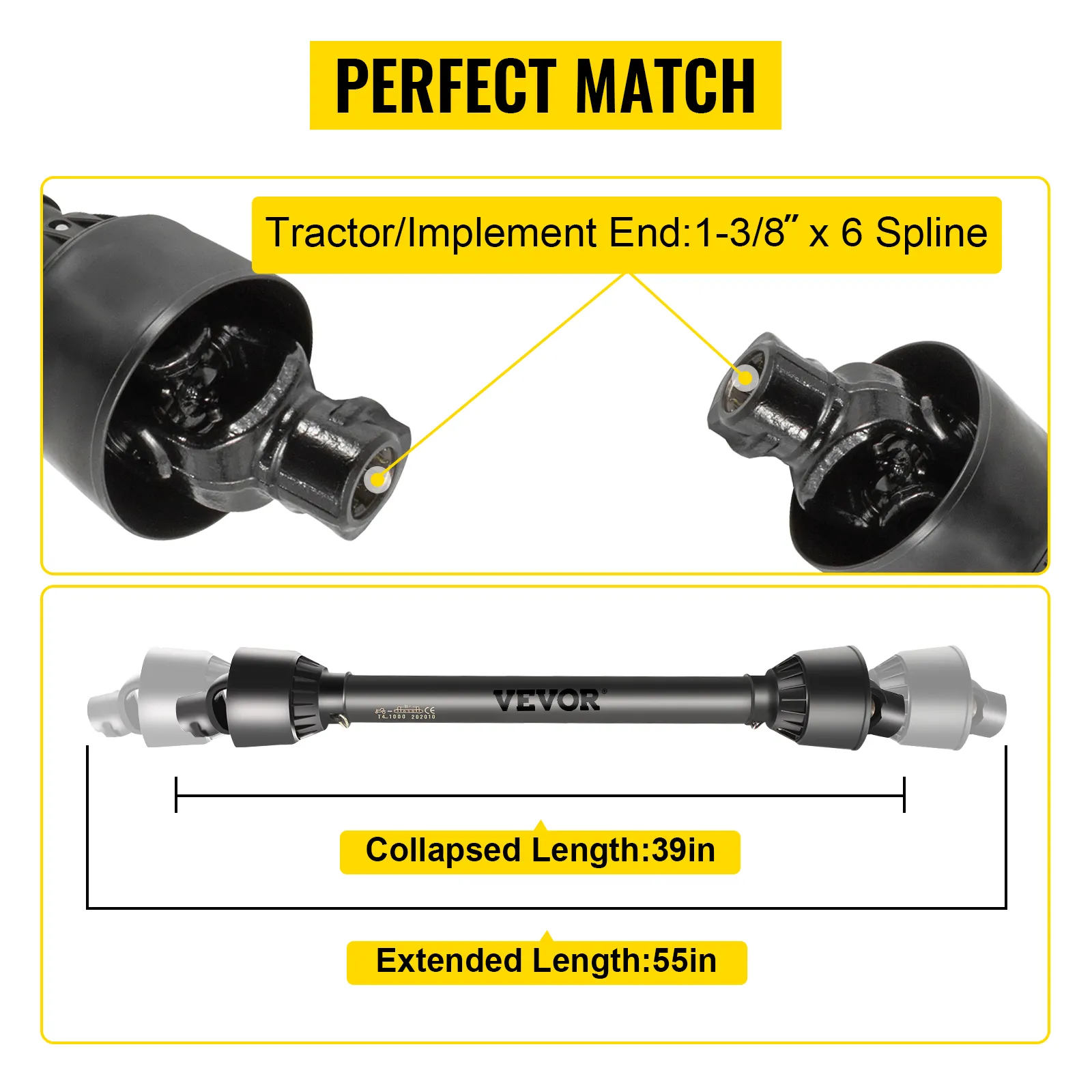 VEVOR pto shaft with 1-3/8