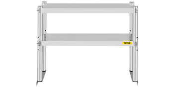 stainless steel VEVOR double overshelf with two adjustable tiers for kitchen storage.