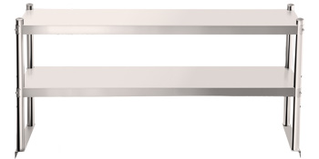 stainless steel VEVOR double overshelf with two tiers for kitchen storage.