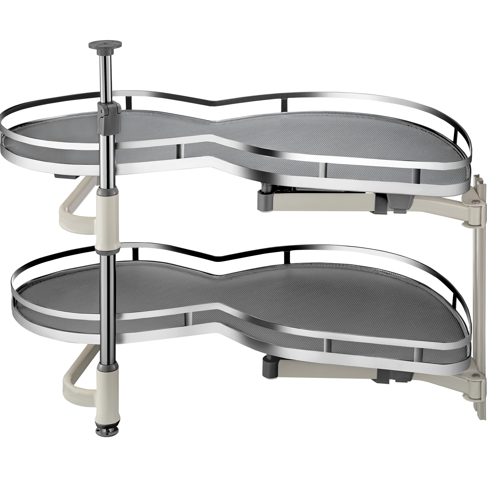 VEVOR blind corner cabinet pull out with two grey trays and metal rails.