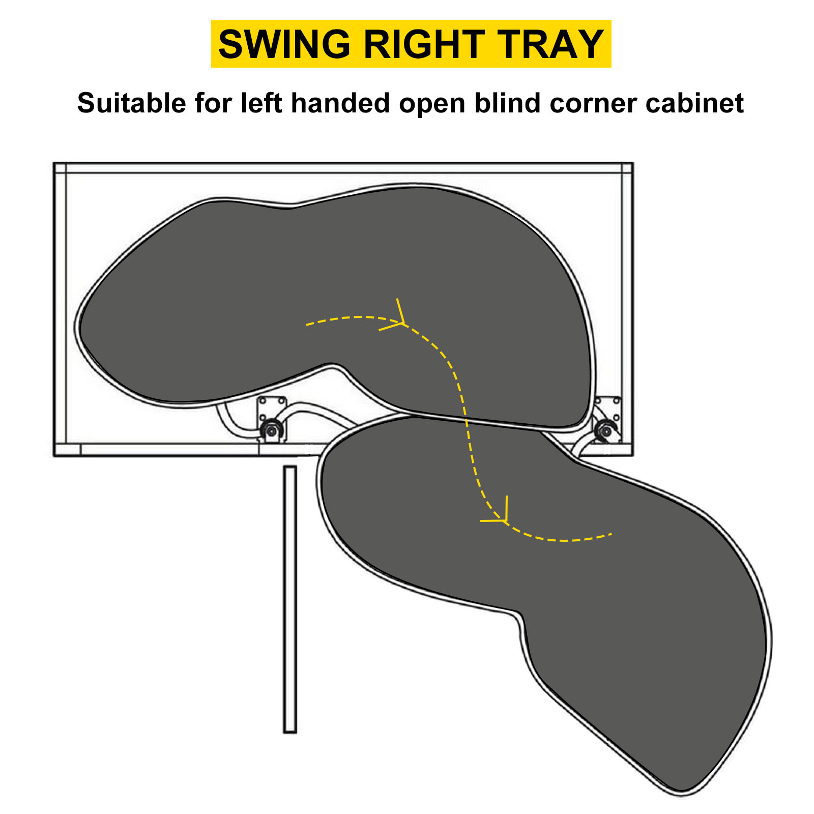 VEVOR blind corner cabinet pull out with swing right tray for left-handed opening.