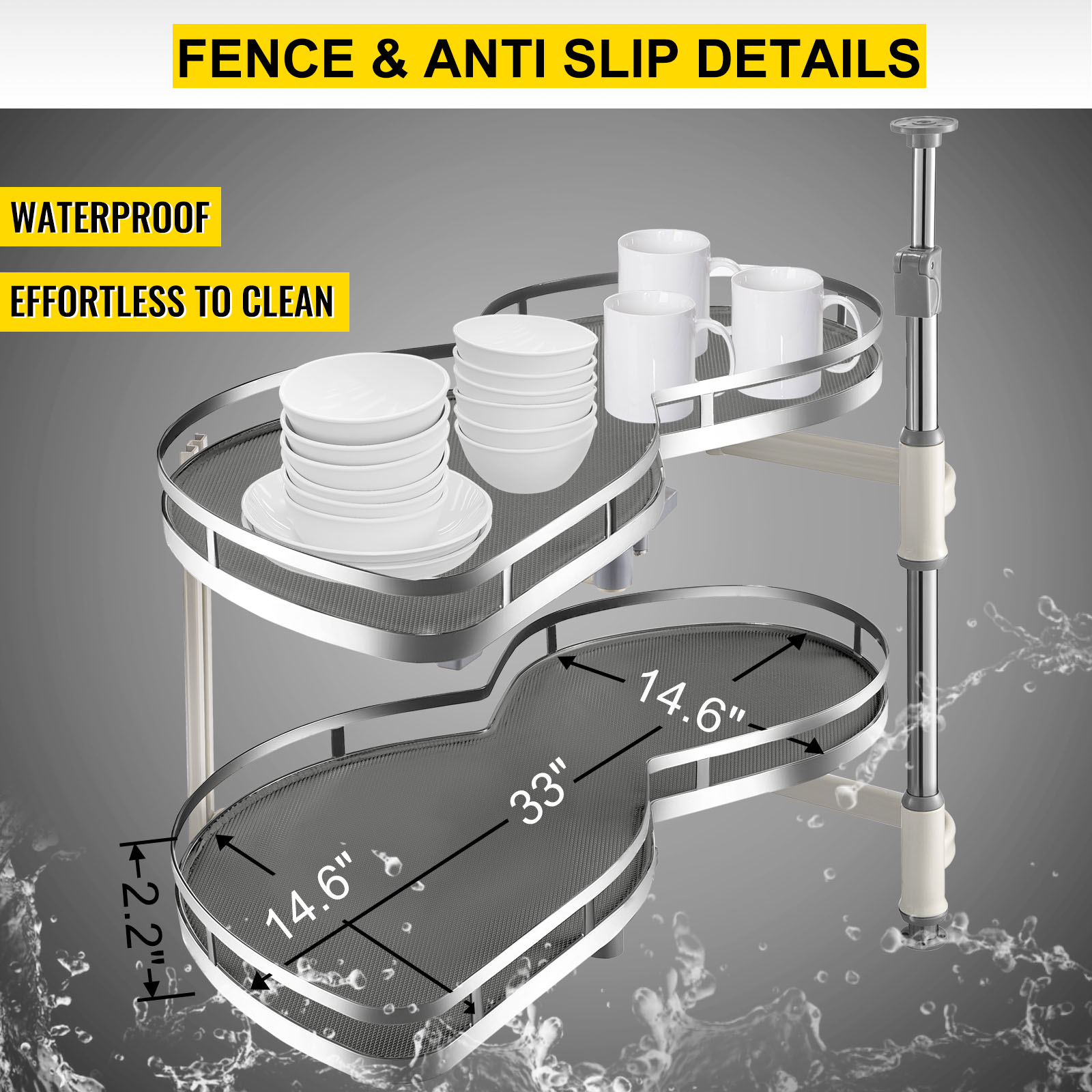 VEVOR swing left blind corner cabinet pull out, waterproof and anti-slip with dishes